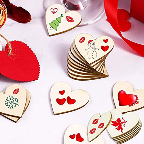  Unfinished Wooden Hearts for Crafts, 100 Pcs 2 inch Blank  Unfinished Wood Craft Kit with DIY Craft Pieces for Wedding Ornaments  Christmas Party Embellishment