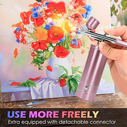 Airbrush Kit with Compressor, Air Brush Gun Rechargeable Portable High Pressure Air Brushes with 0.3mm Nozzle and Cleaning Brush Set for Painting, - WoodArtSupply