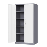 Yizosh Metal Storage Cabinet with Lock - 72" Garage Storage Cabinet with 2 Locking Doors and 4 Adjustable Shelves, Gray White Steel Lockable File Yizosh