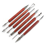 Clay Sculpting Tools, 6 PCS Double-Ended Stainless Steel Polymer Clay Tools, Wooden Handle Pottery Tools for Embossing, Carving Tools and Supplies HANWER