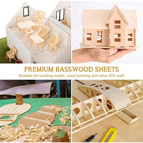 Fabbay 20 Pieces Basswood Sheets Thin Wood Sheets Craft Wood Board Unfinished Plywood for Craft DIY Wooden Plate Model Wooden House Aircraft Ship - WoodArtSupply