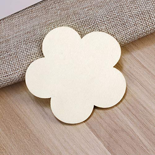 Artibetter 10pcs Unfinished Wooden Plum Flower Shape Cutout Discs for DIY Craft - 6cm ARTIBETTER