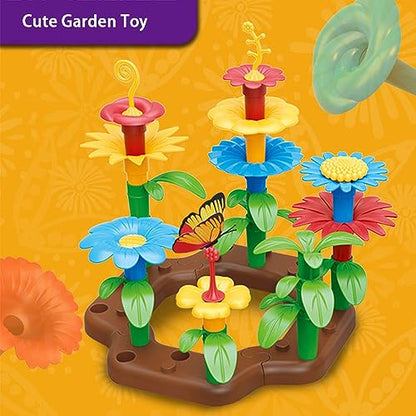 AKANYA Blocks Toys Flower Garden for Girls Toys STEM, Educational Toy Gardening Pretend Play Set Upgrade DIY Flower Stacking Toys for Kids Preschool