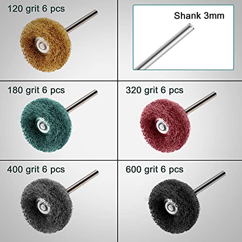 75pcs Polishing Kit Buffing Wheels Set, SUNJOYCO Polishing Bit Abrasive Buffing Wheels Rotary Tool Accessories, Wire Brushes Flap Discs for Dremel, SUNJOYCO