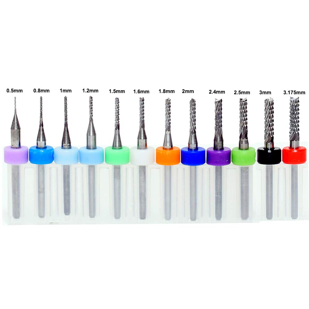 End Mill Sets, Tungsten Steel CNC Router Burrs End Milling Engraving Bits Drilling Hole Tool for PCB Circuit Board, Plastic, Fiber, Wood, Copper Knugoua