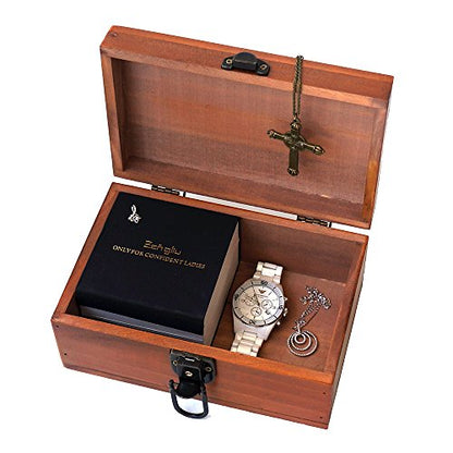 Awerise Personalized Wooden Keepsake Box w Lock Key, Custom Jewelry Box, Bridesmaid Box, Mother Girlfriend Gift