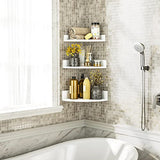 Alsonerbay White Corner Shelf Wall Mount, Set of 3 Floating Shelves for Storage and Display, Rustic Wood Shelves for Bedroom, Living Room, Bathroom, Alsonerbay