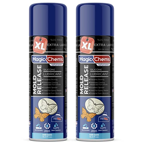 Mold Release, Silicone Mold Release Spray (2x16.9 fl oz/500ml) Mold Release for Epoxy Resin and Candle Mold Release Spray (2 Pack Mega Size) Magic Chems