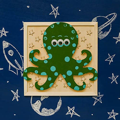 Wood Octopus Cutout 11 x 12 inches, Pack of 2 Unfinished Wood Door Hanger Cutout, Wooden Animals for Crafts & Summer, by Woodpeckers