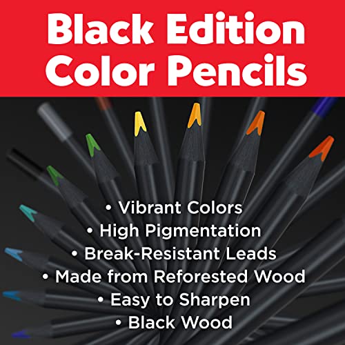 Faber-Castell Black Edition Colored Pencils - 50 Count, Black Wood and Super Soft Core Lead, Art Colored Pencils for Adult Coloring, Teens, Kids and
