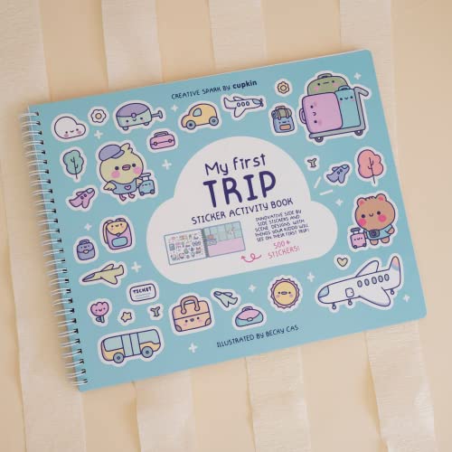 My First Trip Sticker + Coloring Book (500+ Stickers & 12 Scenes) by Cupkin - Side by Side Activity Book Design - Fun Toddler Travel Essential - WoodArtSupply