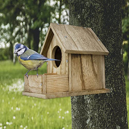 DIY Outdoor Wooden Bird Feeding Build House,Wooden Bird House Kit for Outside Hanging,4.6 Inches Bird Nest, Nesting Box for Backyard Courtyard Patio - WoodArtSupply