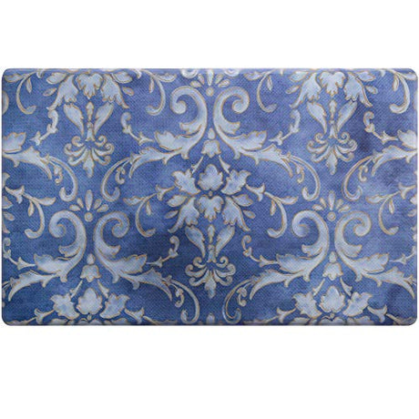 SoHome Cozy Living Anti Fatigue Mat Kitchen Mat Non Slip Stain Resistant Easy Clean 1/2 Inch Thick Kitchen Floor Mats, Damask Blue 18" x 30" SoHome