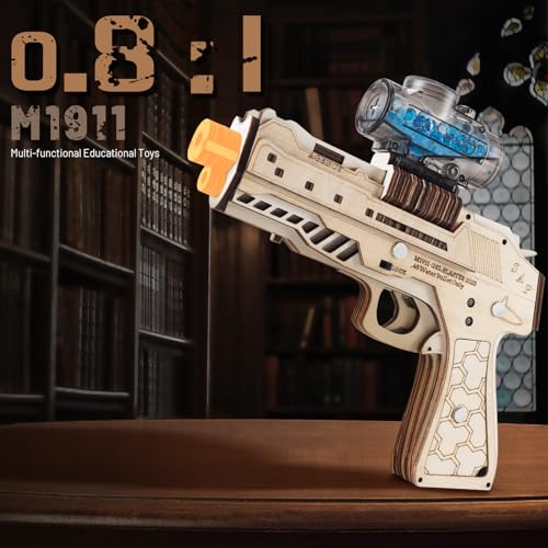 Maysida Electric DIY 3D Wooden Gun Pistol Model Kit - Rechargeable M1911 Puzzle for Ages 12 and Up - WoodArtSupply