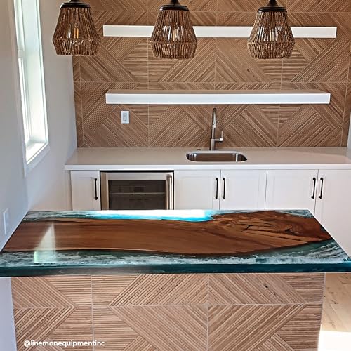 Deep Pour Epoxy Resin Liquid Glass 1.5 Gallon Kit, 2-4 inch Super Clear Flow Casting Resin Kit, High Temp Heat UV Resistant Epoxy, Bubble Free Food FGCI