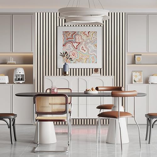 2 Pack Acoustic Wood Wall Panels, 47.2'' x 23.6'' Wood Slat Wall Panels for Interior Wall Decor 3D Fluted Sound Absorbing Panel, White Vine DGSL