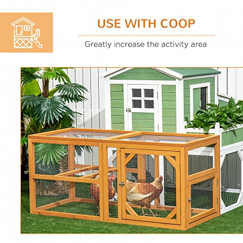 PawHut 55" Wooden Chicken Coop Add-on Expansion, Mini Chicken Coop Outdoor Chicken Run Hen House with Combinable Design