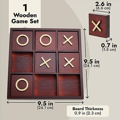 Juvale 9.5-inch Wooden Tic Tac Toe Game, Decorative Coffee Table Games for Kids, Family and Adults Juvale