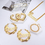 HAIAISO 80s/90s Hip Hop Queen Costume Kit for Women Sunglasses Bamboo Hoop Earrings Chunky Queen Pendant Cuban Chain Necklace Bracelet Rapper DJ HAIAISO