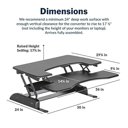 Vari VariDesk Pro Plus 36 - Adjustable Desk Converter with 11 Height Settings - Laptop Sit Stand Desk Riser for Table Tops and Home Office- Fully - WoodArtSupply