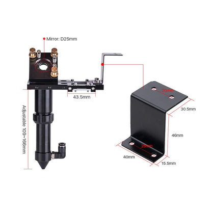 Cloudray C Series Head Fit to focus Lens D18 FL38.1& Dia.20mm FL.50.8/63.5/101.6 mm & Mirror Dia 25mm Replacement Part for CO2 Laser Engraver - WoodArtSupply