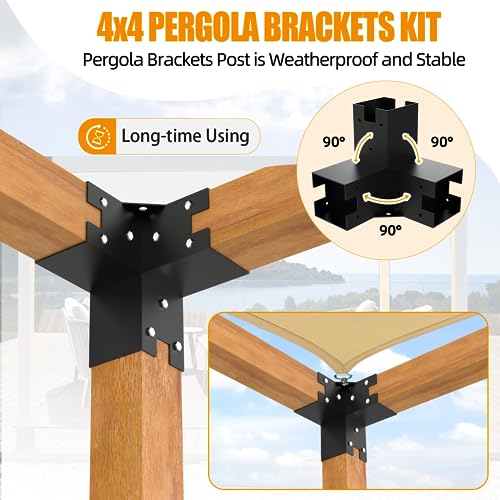 Woodworks Pergola pergola Brackets 12 Gauge Heavy Duty Steel Modular Modern Outdoor Pergola Hardware Kit DIY Elevated Wood Stand kit Includes 4 - WoodArtSupply