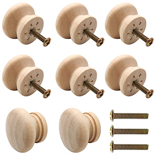 Bmgop 16PCS Unfinished Wood Dresser Knobs, Mushroom Wooden Cabinet Knobs, Round Wood Drawer Knobs Pulls Handle (Diameter: 1.3", Height: 1")