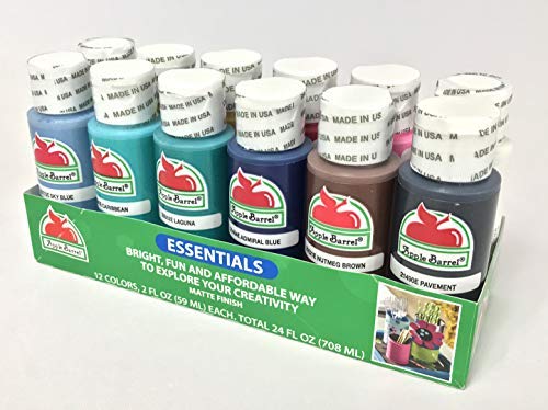 Apple Barrel Acrylic Paint Set with Complimentary Palette, Matte Finish (12 Bottles, 2-Ounces Each) Atlea Creations