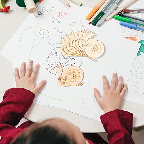 EXCEART Unfinished Wooden Snail Cutouts: 50 Sets Blank Wood Sail Shaped Pieces Insect Animal Life Model with Hemp Ropes for Home Decor Ornament DIY EXCEART