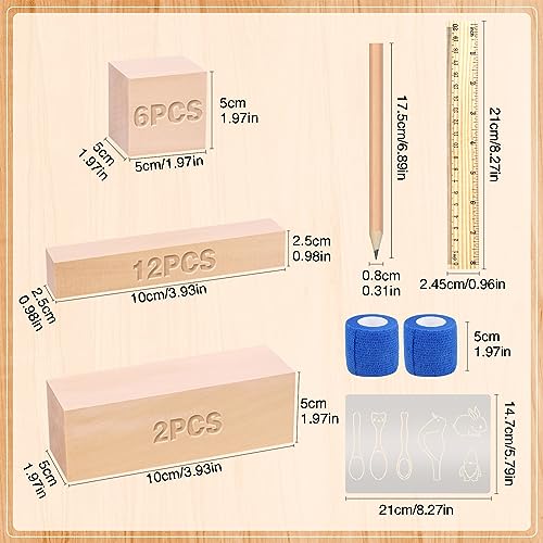 Olerqzer 25 pcs Whittling Wood Blocks Wood Carving Kit with 3 Different Sizes,Carving Basswood for Wood Carving Set Wood Carving Wood (6 inch) Olerqzer