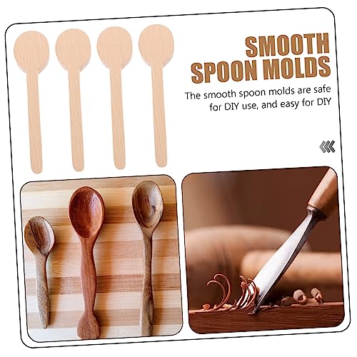 COHEALI 4pcs Unfinished Wooden Spoon Carving Spoons Blank Wood Whittling Kit Spoon Condiments Spoons Spoon Whittler Handmade Tableware Unfinished COHEALI