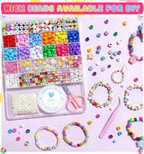 MontoSun Bead Bracelet Making Kit, Friendship Bracelets Making Beads Kit, Pony Beads Charms Beads Clay Flower Letter Beads for Jewelry Making Kit, MontoSun