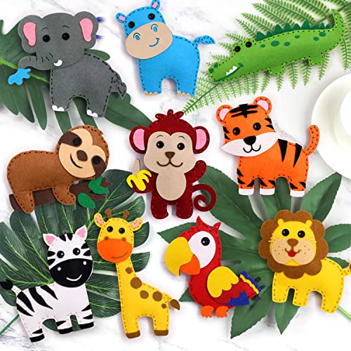 Safari Jungle Animals Sewing Kit Zoo Felt Animal DIY Crafts for Girls and Boys Educational Nursery Sewing for Kids Art Craft Kits for Beginners Set CiyvoLyeen