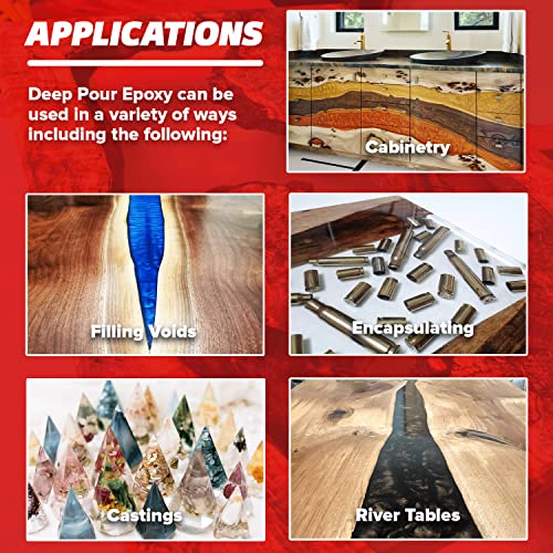 MAS Epoxies Deep Pour Epoxy Resin Kit - Crystal Clear, Slow Curing Epoxy Resin for Casting, River Tables, Encapsulating, Live Edge Slabs, Molds, MAS