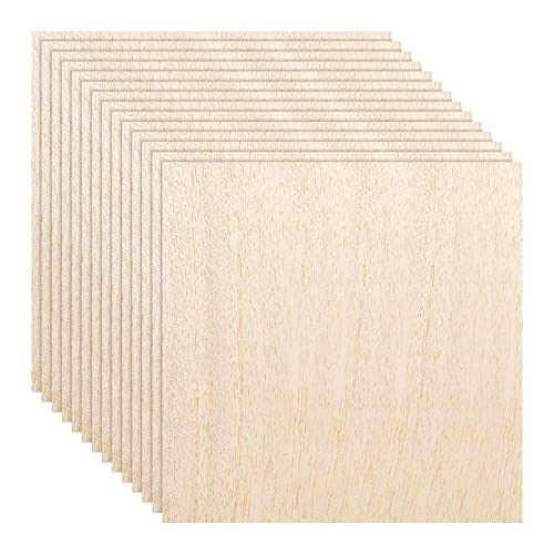 12 Pack Balsa Wood Sheets, 11.8”x11.8”x1/16”, Thin Natural Unfinished Wood for Crafts, Hobby, Model Making, Wood Burning and Laser Projects, School