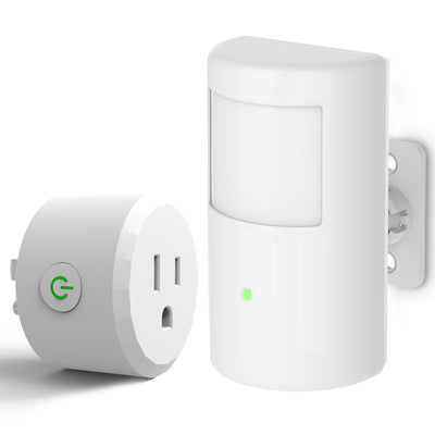 Motion Sensor Switch with Outlet, ASOFTY PIR Wireless Motion Sensor Plug with Light Sensor, Adjustable Sensitivity, IP54 Waterproof, Auto Activated