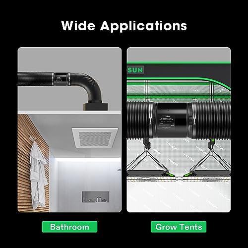 VIVOSUN Inline Booster Duct Fan 6” 275 CFM with Speed Controller, HVAC Exhaust Ventilation Fan with Low Noise for Basements, Bathrooms, Kitchens, VIVOSUN