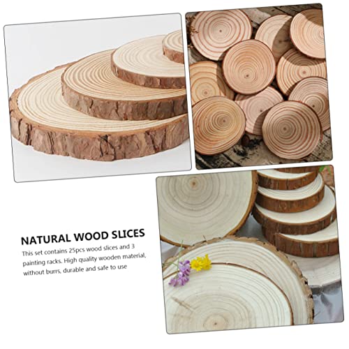 VILLCASE 1 Set Christmas Decoration Wood Chips School Projects Supplies Mini Wood Display Easel Craft Wood Circles Mini Easel Ornament Weddings Table VILLCASE