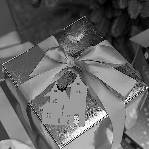 Halloween Blank Spook House Wood Haunted House Wood Ghost Wooden with Twines Art Unfinished Ornaments for Christmas Wedding Birthday Party Halloween Zontween