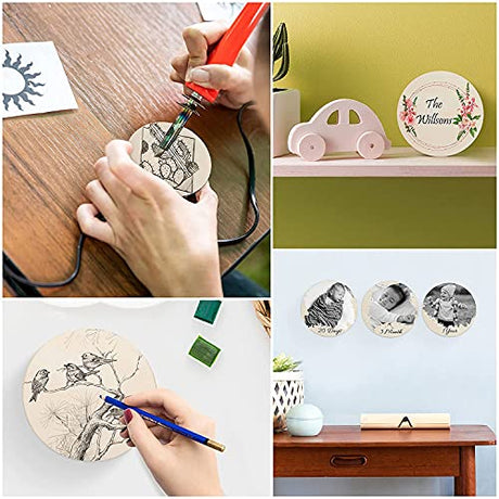 12Pcs 12 Inch Wood Circles for Crafts, Unfinished Blank Wooden Rounds Slice Wooden Cutouts for DIY Crafts, Door Hanger, Sign, Wood Buring, Painting, pojah