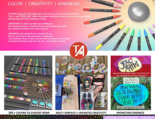 TOOLI-ART Acrylic Paint Markers Paint Pens Special Colors Set For Rock Painting, Canvas, Fabric, Glass, Mugs, Wood, Ceramics, Plastic, Multi-Surface. TOOLI-ART