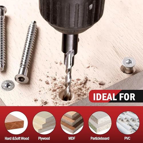 AIMLENTOOL Countersink Drill Bit Set, 3PCS Tapered Drill Bits, M2 Countersink Set with 1/4" Hex Shank Quick Change and 1 Allen Wrench for AIMLENTOOL