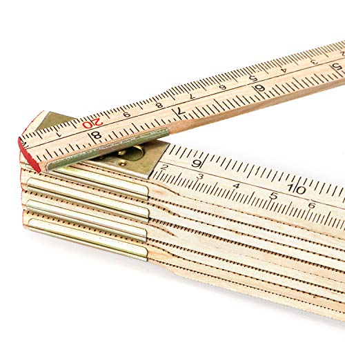 QWORK Folding Wood Rule, 6 FT 6 Inch Foldable Ruler with US and Metric Measurements for Carpenters QWORK