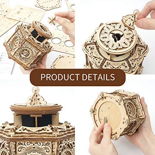 ROKR 3D Wooden Puzzles for Adults Mechanical Music Box-Secret Garden, DIY Rotating Music Box Model Building Kits for Teens, DIY Crafts/Hobbies/Gifts ROKR