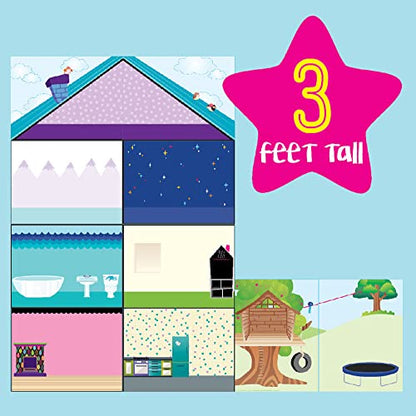 Craft-tastic Jr – Wall Sticker Playhouse – 3-Foot Tall Dreamhouse with Over 650 Reusable Stickers - WoodArtSupply