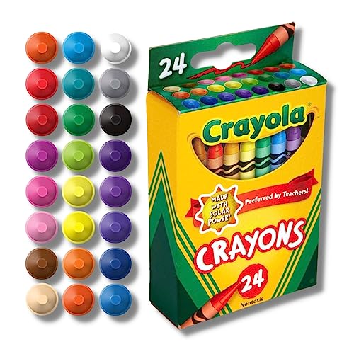 Crayola Crayons 24 Count with Blue Super Stacker Plastic Crayon Box (Bundle)