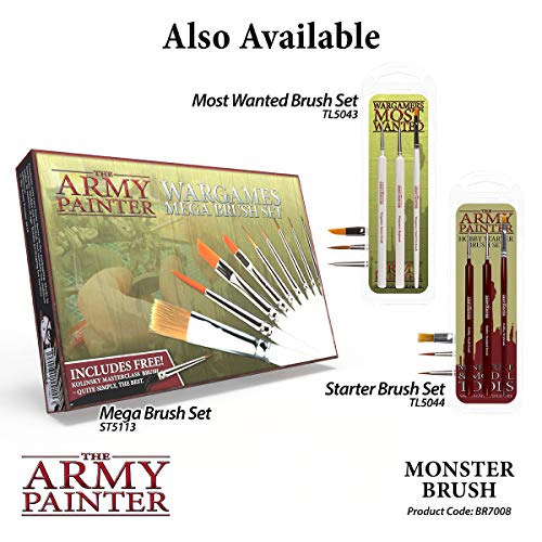 The Army Painter Wargamer: Monster - Wargamer Brush with Synthetic Toray Hair – Large Basecoat Brush for Wargames, Fine Detail Paint Brush for - WoodArtSupply