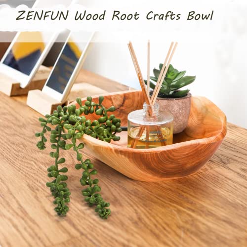 ZENFUN Wood Root Dish Bowl, Natural Wooden Bowl Snack Bowl, Handmade Serving Bowl for Candy, Bread, Snacks, Serving Appetizer Display, 7.8''-9.5'' - WoodArtSupply