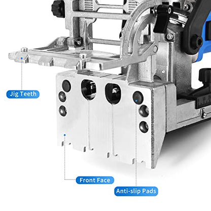 igooo Dual-Spindle Doweling Jointer DJ710, 710W 120V 60Hz, Wood Plate Dowel Joiner, 2X8mm and 2X6mm Drilling Bits, 80 Dowels - WoodArtSupply