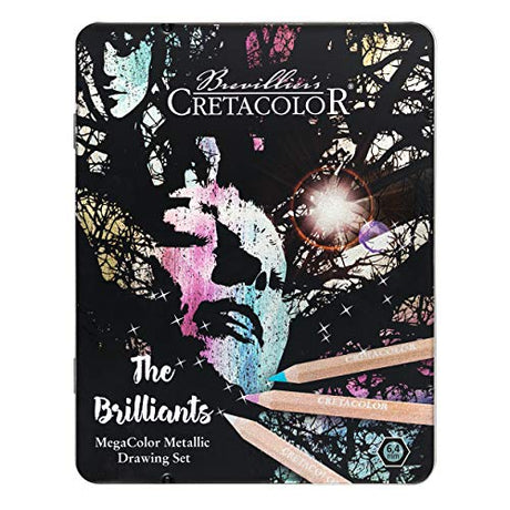 CRETACOLOR MegaColor Colored Pencil Set, 12 Count (Pack of 1), Metallic Cretacolor